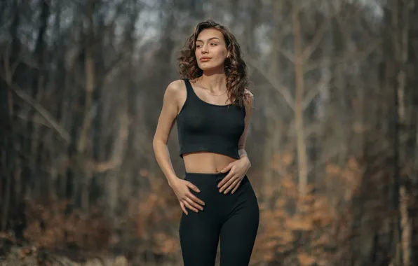 Trees, sexy, pose, Park, model, portrait, makeup, Mike