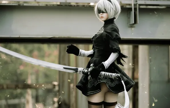 Wallpaper cosplay Nier Automata No. 2 Yorha for mobile and