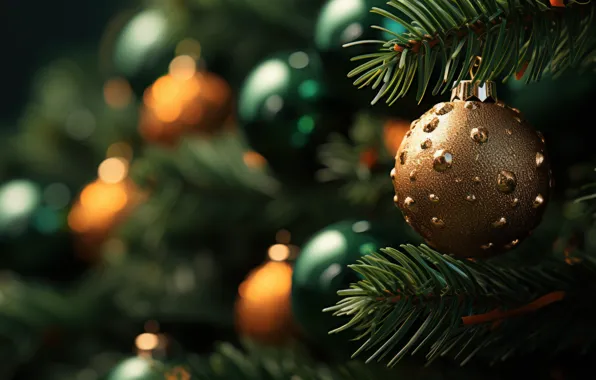 Balls, branches, lights, the dark background, balls, Shine, ball, ball