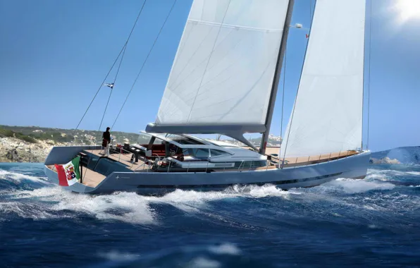 The way, the wind, yacht, sail, Wave, Sail, Admiral