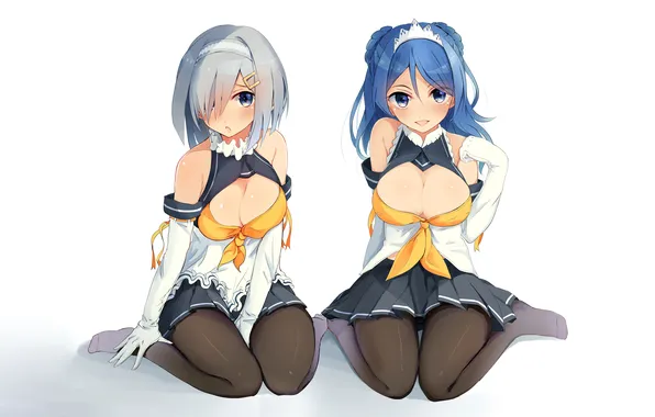 Sexy, cleavage, school uniform, long hair, legs, girls, boobs, anime