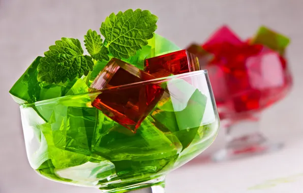 Picture ice, cubes, glass, juice, mint, dessert