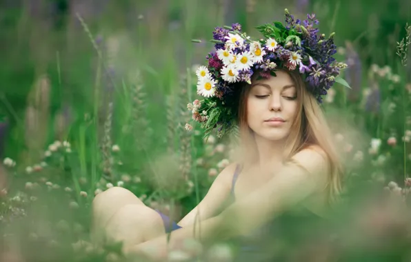 Picture summer, girl, flowers, portrait