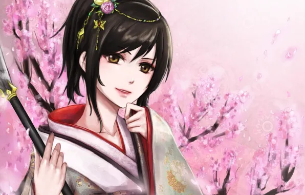 Girl, Sakura, kimono, gintama, shimura tae