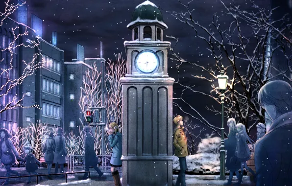 Winter, snow, Hatsune Miku, Vocaloid, Miki, Meiko