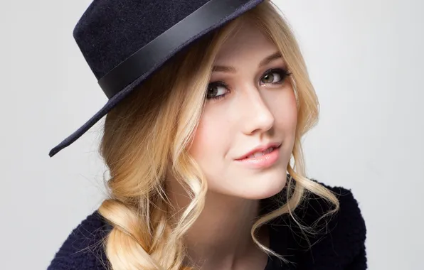 Wallpaper eyes, look, girl, face, sweetheart, hat, Katherine McNamara