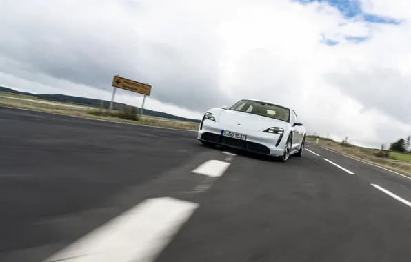 Picture markup, speed, Porsche, Turbo S, 2020, Taycan