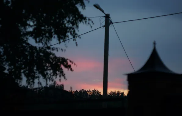 Night, darkness, posts, home, twilight