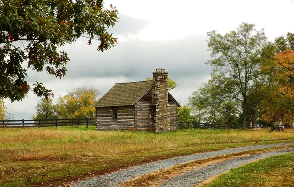 Road, autumn, home