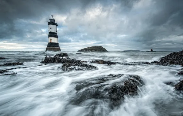 Sea, landscape, lighthouse