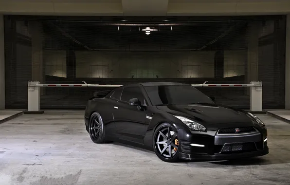 Black, nissan, lantern, Parking, black, Nissan, gtr, the barrier