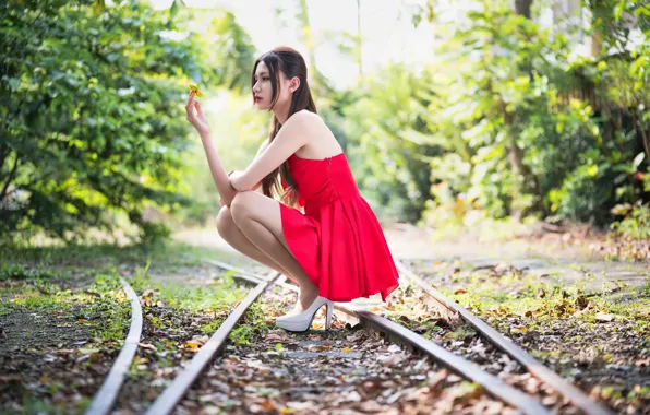 Picture summer, girl, nature, sweetheart, dress