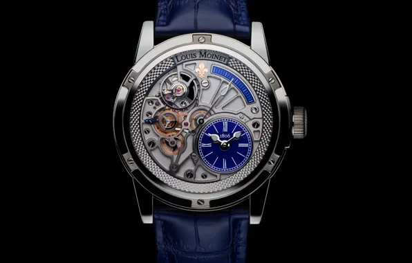 Picture blue, watch, Louis Moinet, Tempograph