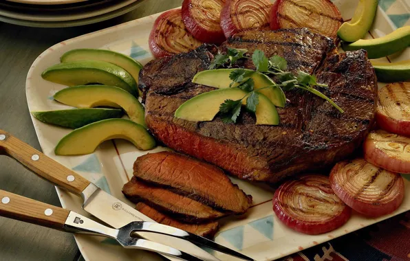Knife, meat, plug, dish, steak