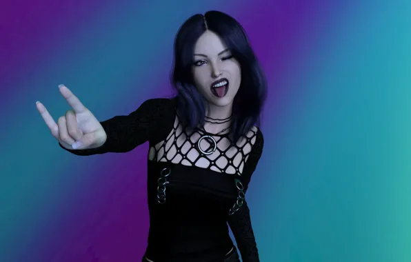 Picture girl, blue, background