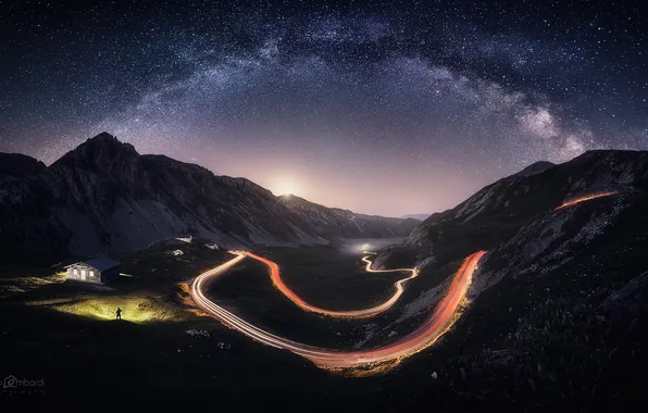 The sky, stars, mountains, night, home, the milky way