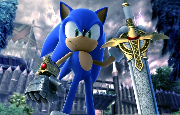 Picture game, Wallpaper, sword, Sonic, sword, hedgehog, hero, SEGA