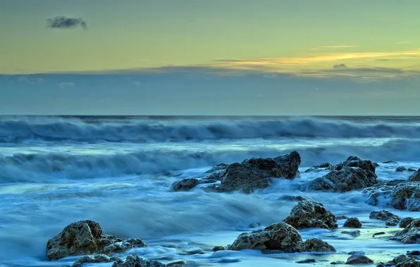 Sea, landscape, sunset