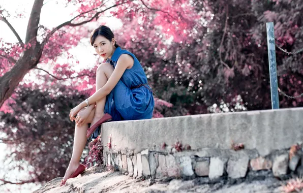 Picture girl, background, Asian