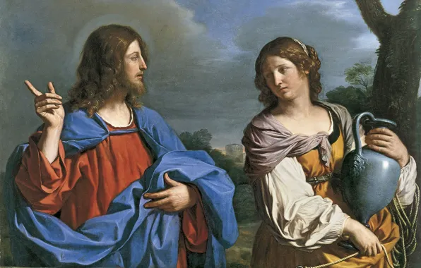Picture picture, mythology, Guercino, Christ and the Samaritan woman at the Well