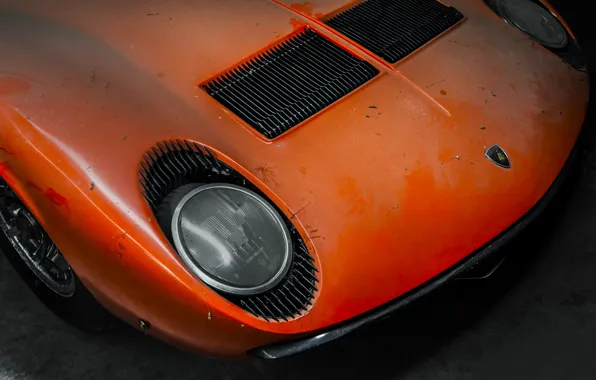 Lamborghini, Dust, Machine, Orange, 1971, Lights, Car, Car