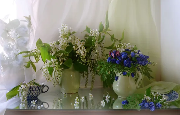 Bouquet, still life, tulle, cherry