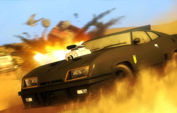 Picture desert, chase, car, Mad Max, Ford Falcon, V8 Interceptor