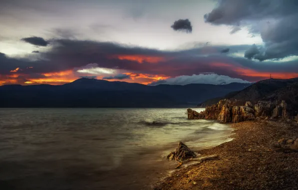 Picture sea, sunset, nature, shore