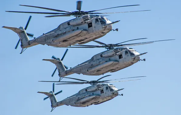 Picture flight, helicopter, military, Sikorsky, transport, heavy, Sea Stallion, CH-53E