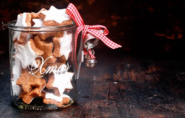 Holiday, new year, cookies, Christmas, Bank, bells, stars, ribbon
