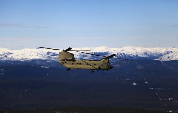 Snow, flight, mountains, tops, the area, Alaska, helicopter, UNITED STATES AIR FORCE