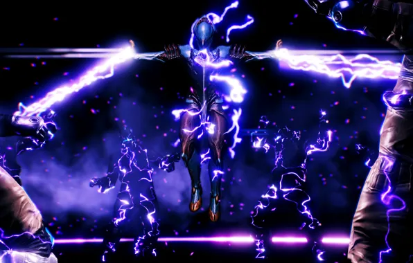 Picture game, lightning, suit, volt, warframe, overload, electric power