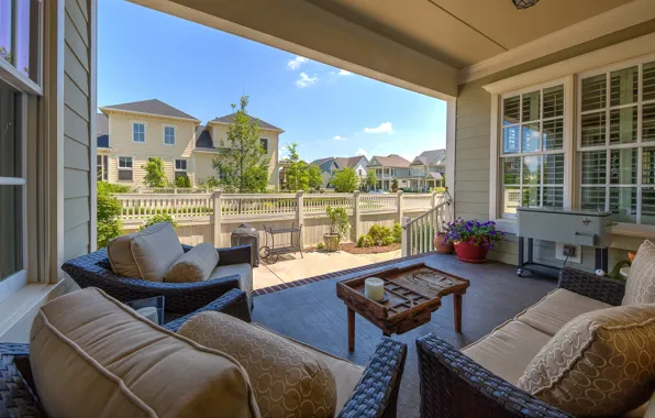 Furniture, interior, terrace, grill