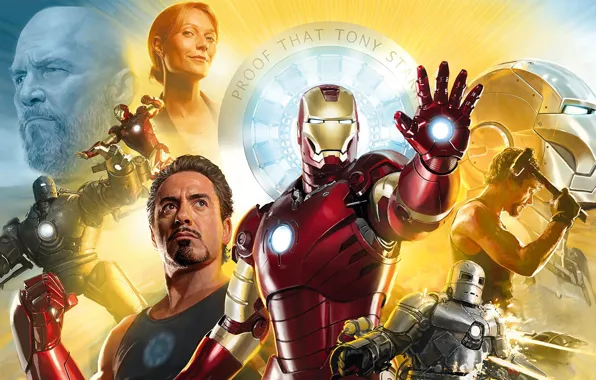 2008, Art, Iron Man, Tony Stark, Iron Man, Tony Stark, Gwyneth Paltrow, Pepper Potts