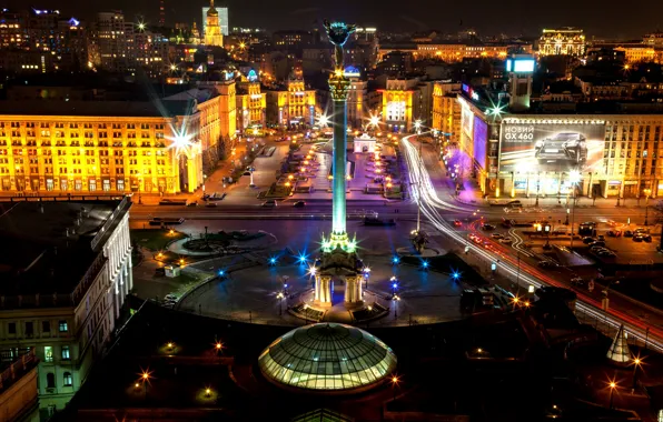 Night, Ukraine, night, Kiev, Ukraine, Kiev, Independence square