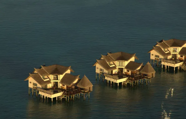 The ocean, the evening, The Maldives, resort, Villa, water villas, Jumeirah Vittaveli resort