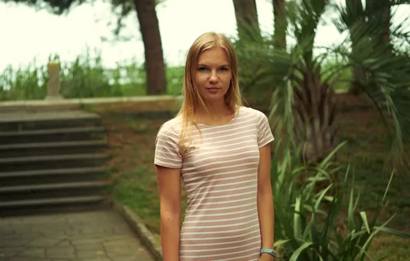 Summer, look, face, background, hair, dress, Masha