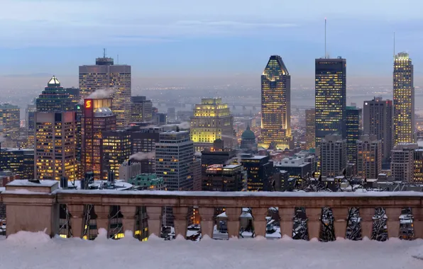 Winter, the city, skyscrapers, panorama, Canada, skyscrapers, Montreal