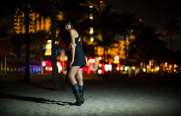 Picture girl, night, the city