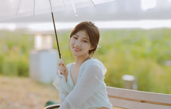 Beautiful, Asian, Model, Smile, Umbrella, Woman, Cute, Pretty