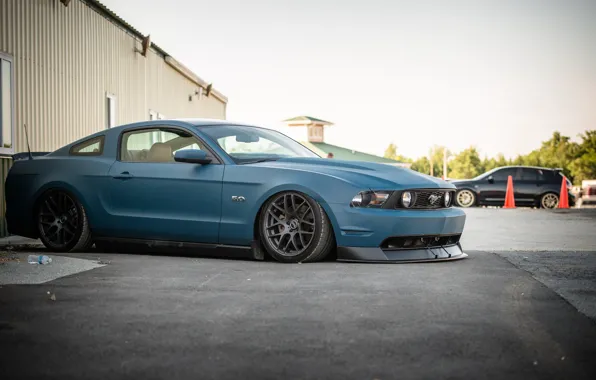 The descent, Mustang, Ford, Road, garage, drives, blue, side