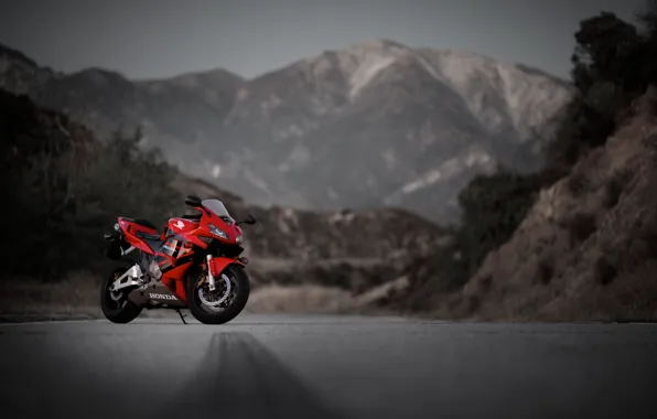 Road, mountains, red, motorcycle, red, honda, Honda, cbr600rr
