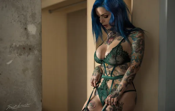 Chest, girl, pose, model, body, stockings, makeup, figure