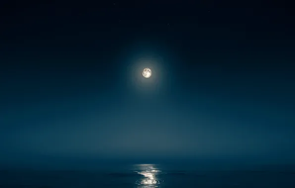 Sea, reflection, the moon, track
