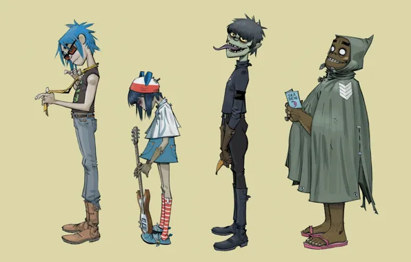 Picture music, background, group, Russel, gorillaz, readers., noodle, Russell