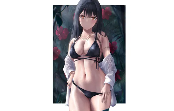 Girl, sexy, hot girl, boobs, pretty, breasts, babe, black hair