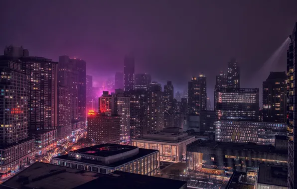 The sky, night, the city, building, home, New York, USA, USA