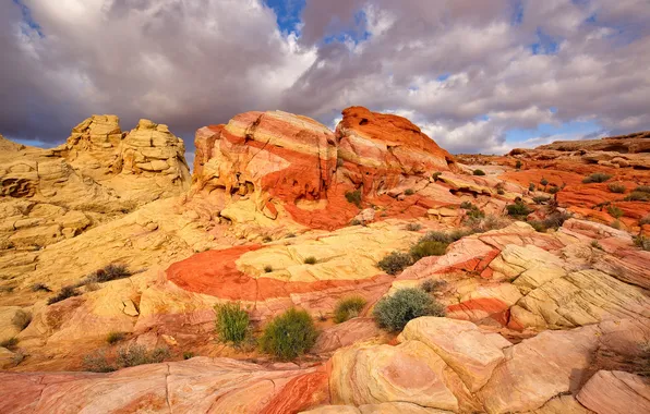 Landscape, mountains, stones, rocks, paint, USA, Nevada, Clark County