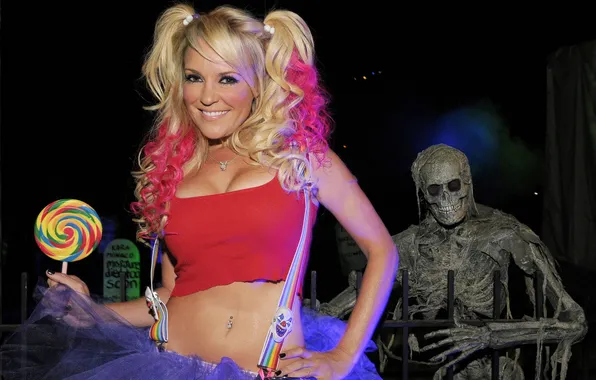 Picture women, cosplay, blonde, smiling, Lollipop Chainsaw, pierced navel, curly hair, dyed hair