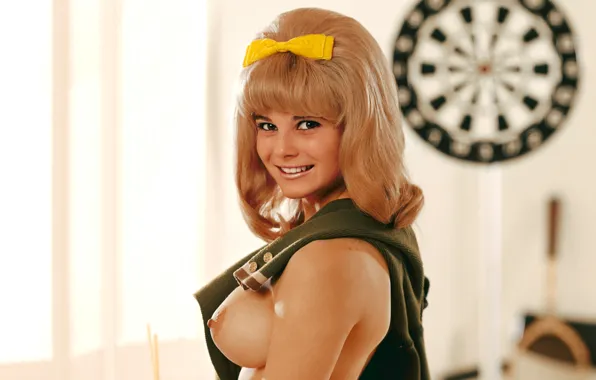 Chest, smile, retro, model, playboy, blonde, bow, 1967